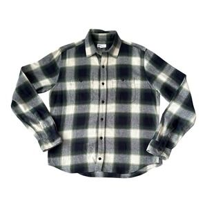 GAP Mens Standard Fit Plaid Flannel Shirt Long Sleeve Button Up Green Cream